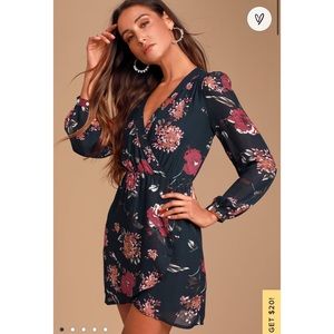 Navy Floral Print Dress
